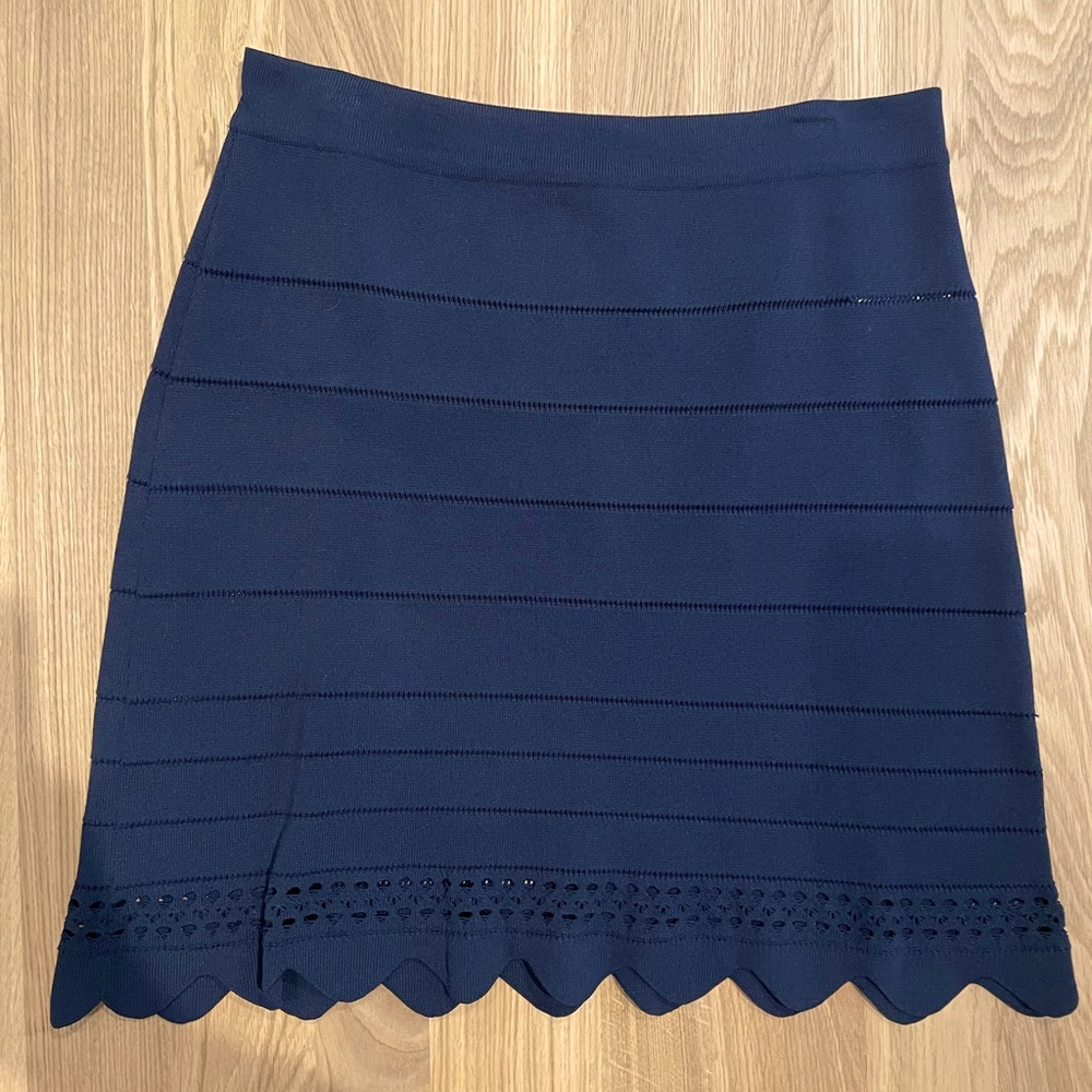 Chloe, Dark Navy Iconic Scalloped Skirt, Size Small